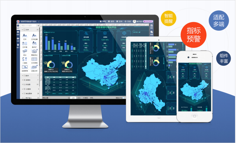 第三代特有的智能分析,多屏互动,指标预警和分享评论等功能-迪赛智慧数