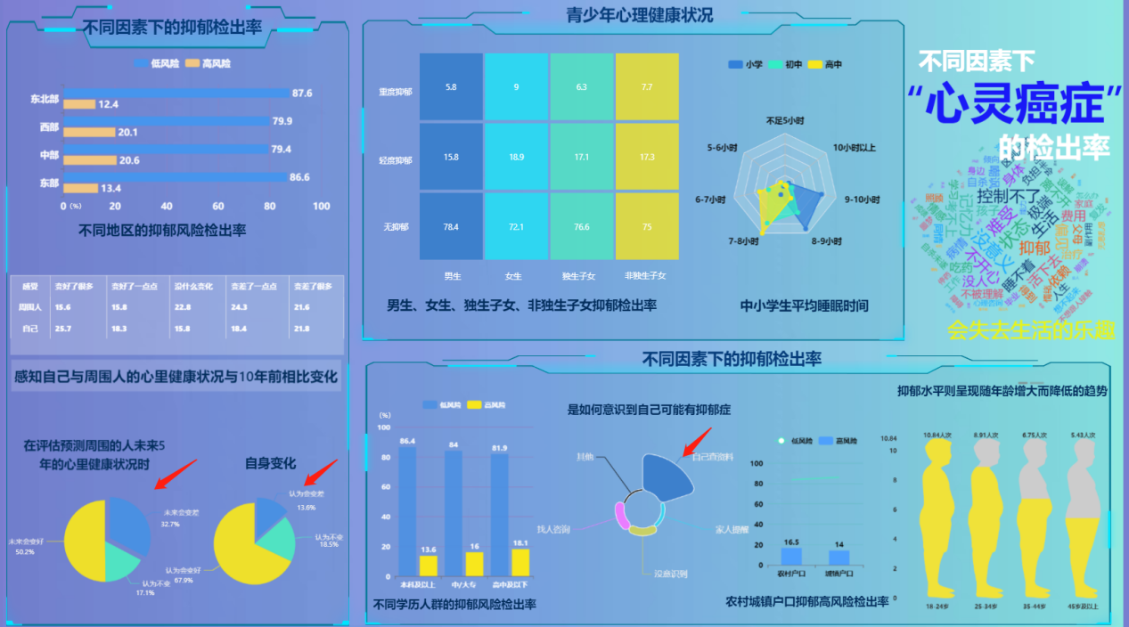 心灵癌症信息统计大屏-迪赛智慧数