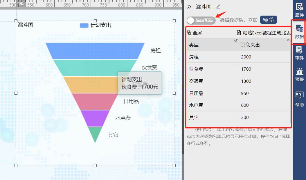 配置漏斗图的数据-迪赛智慧数