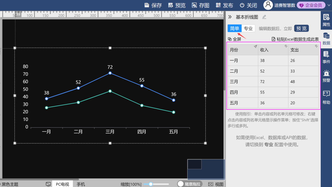 直接修改表格数据-迪赛智慧数